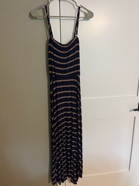 Soma Navy and Beige Striped Maxi Dress